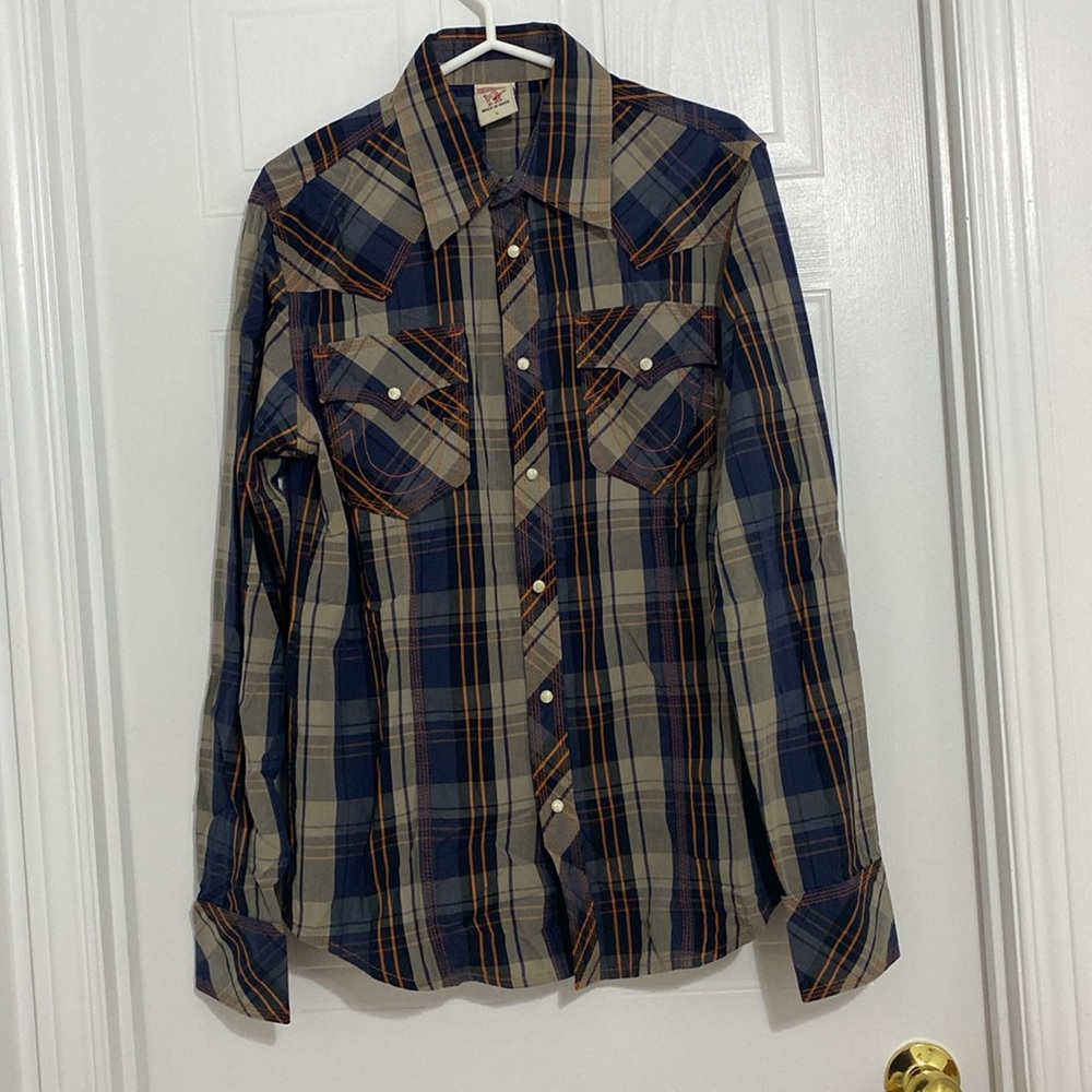 True Religion Men’s Long Sleeve Pearl Snap Size Large (73A)